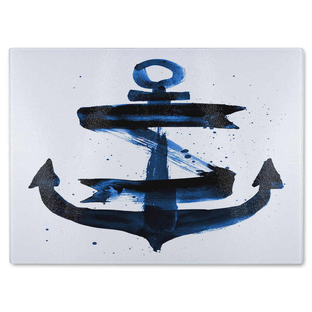 Watercolour Anchor Glass Chopping Board