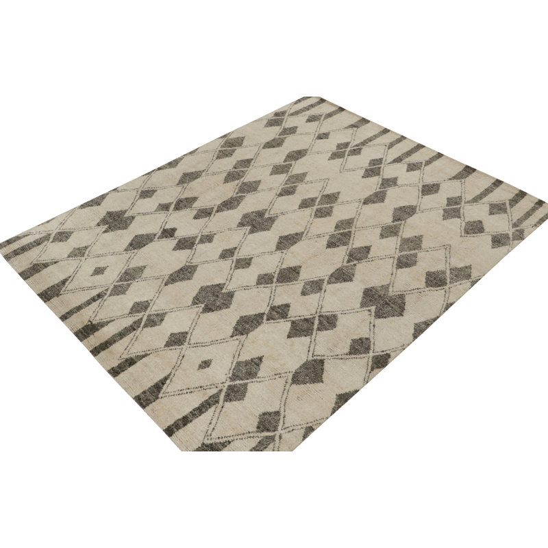 Moroccan Handmade Kilim Silk and Wool Geometric Area Rug, Rectangle 4' x 6'