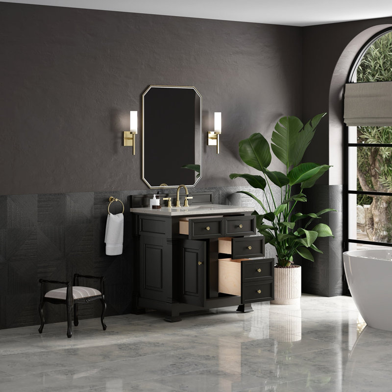 Brookfield 35.75'' W Single Bathroom Vanity Base, Black Onyx