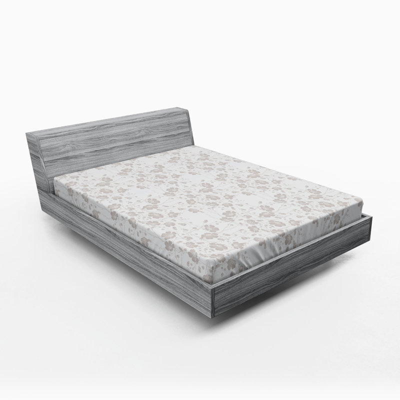 Microfiber Floral Fitted Sheet, Queen Fitted Sheet, Light Gray Floral