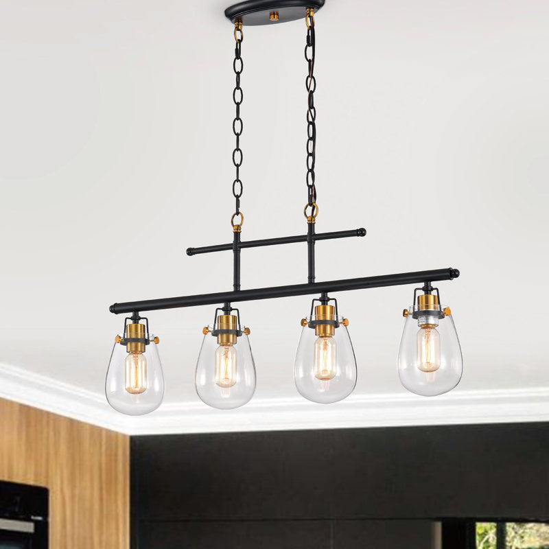 Luminaire suspendu linéaire à 4 lumières pour îlot de cuisine Eddy