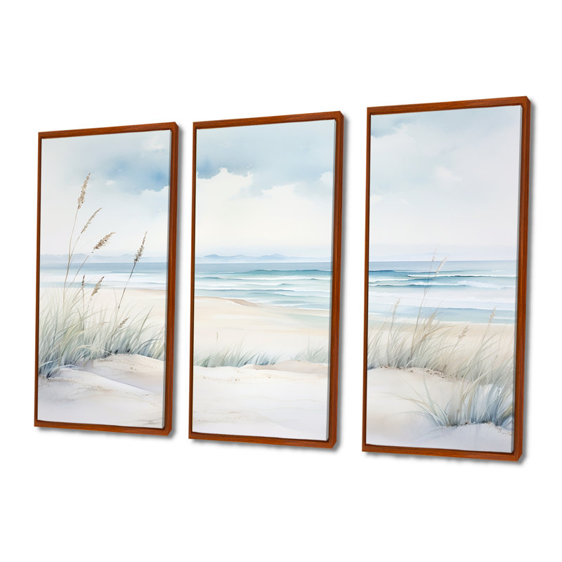 Ensemble de salon Soft Color Beach Horizon III - Coastal Minimalisme, H 32 po x l 48 po x P 1 po, Cadre flottant brun