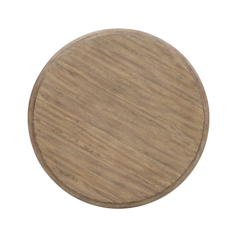 Beige and White Round Wood Entry Table with Harp Base