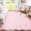 Tapis festonné en polyester 9 x 12 de couleur rose, lavable à la machine avec envers antidérapant pour le salon, tapis intérieur doux à poils courts