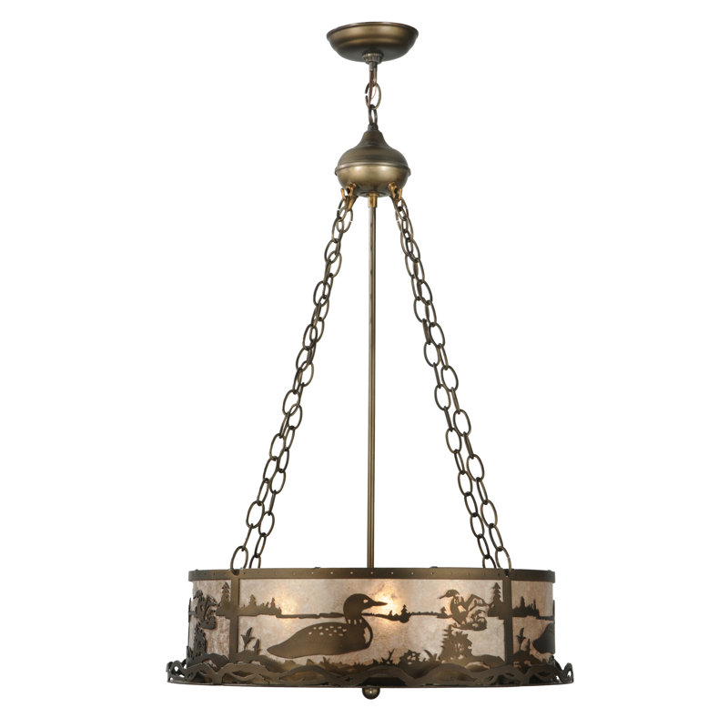 Rustic Lodge 4 - Light Chandelier, Antique Copper, Silver, 36" H x 22" W x 22" D
