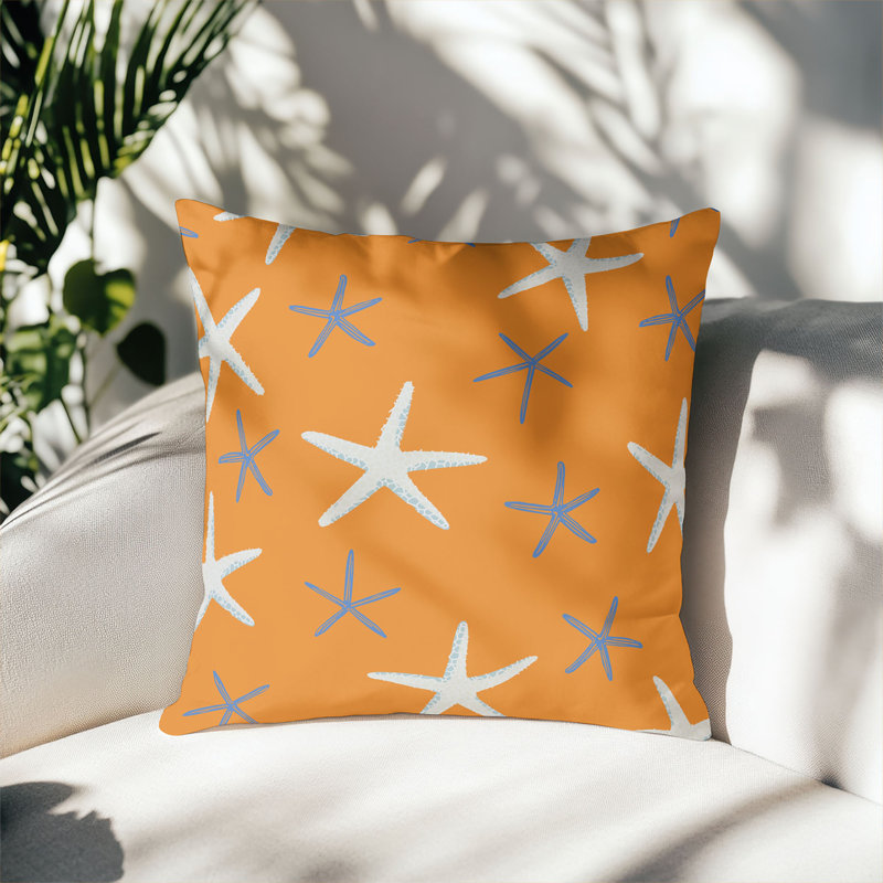 Coussin décoratif extérieur Starfish, Carré 18 po, Orange