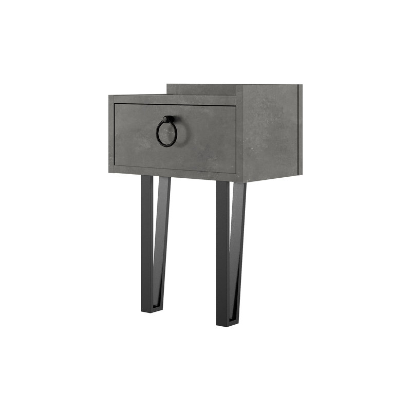 David-Jack 1 Drawer Bedside Table with Hairpin Legs, Grey