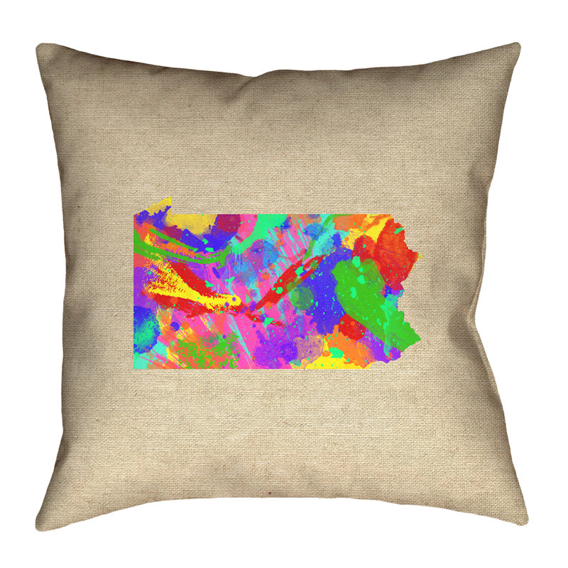 Coussin Katelyn Smith Pennsylvania, 20 po x 20 po, Vert / bleu, Polyester filé