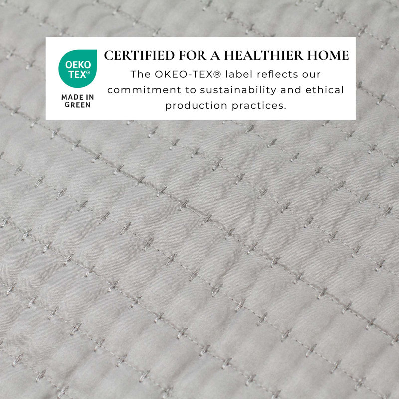 Light Gray Twin Microfiber Channel Stitch Quilt Set