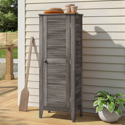 Beachcrest Home Anjenette 24'' W 104.73 Gallons Water Resistant Solid Wood Acacia Lockable Cabinet Deck Box