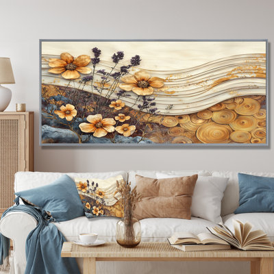Ingvalson, fleurs d'automne brunes sur glissades sur bois I - Art mural fleurs sauvages