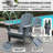 HDPE Adirondack Folding Chair with Dual Cup Holders for Outdoor Patio, Lawn, Grey