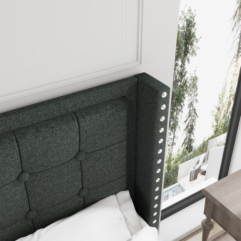 Pocitos Upholstered Wingback Bed, King