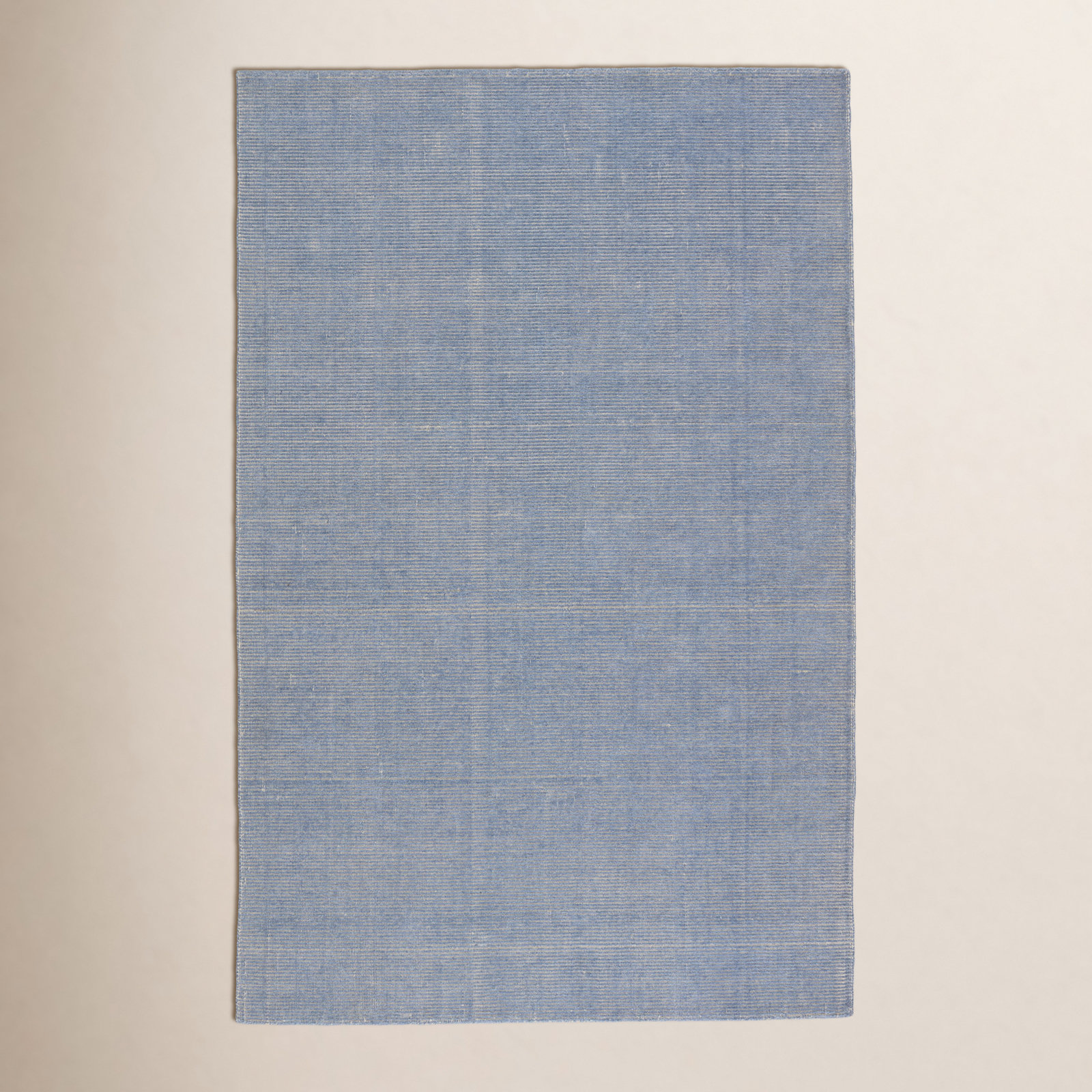 Caron Light Blue Cream Hand-Woven Striped Rug, Rectangle 10' x 14'