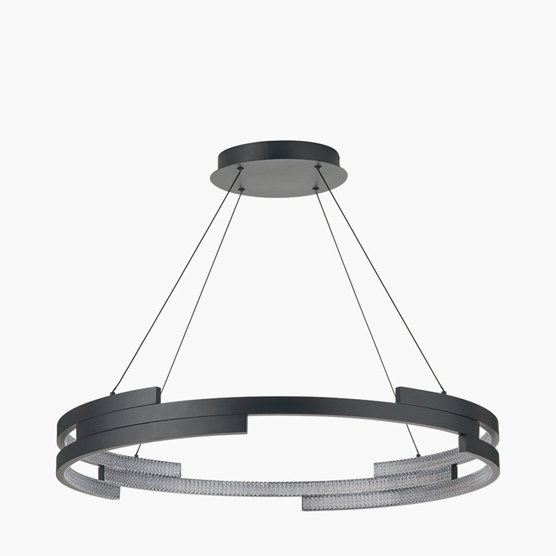 6 - Light Unique/Statement LED Chandelier, Satin Black