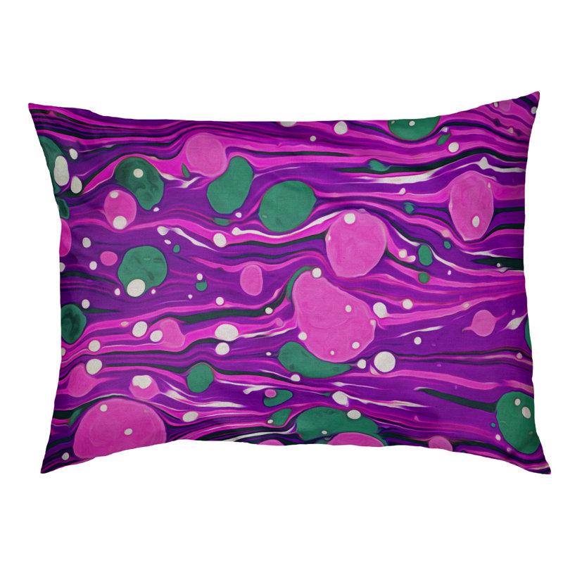 Coussin décoratif tourbillons, Grand (L 40 po x l 50 po), Rose/mauve, Utilisation intérieure / extérieure