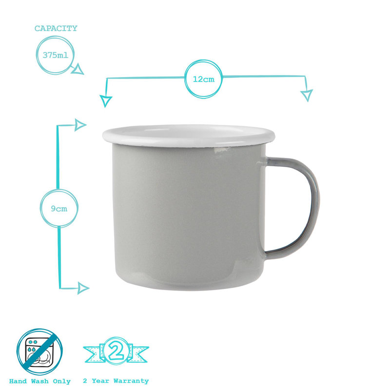 Enamelware Camping Mug, 6, Grey/White