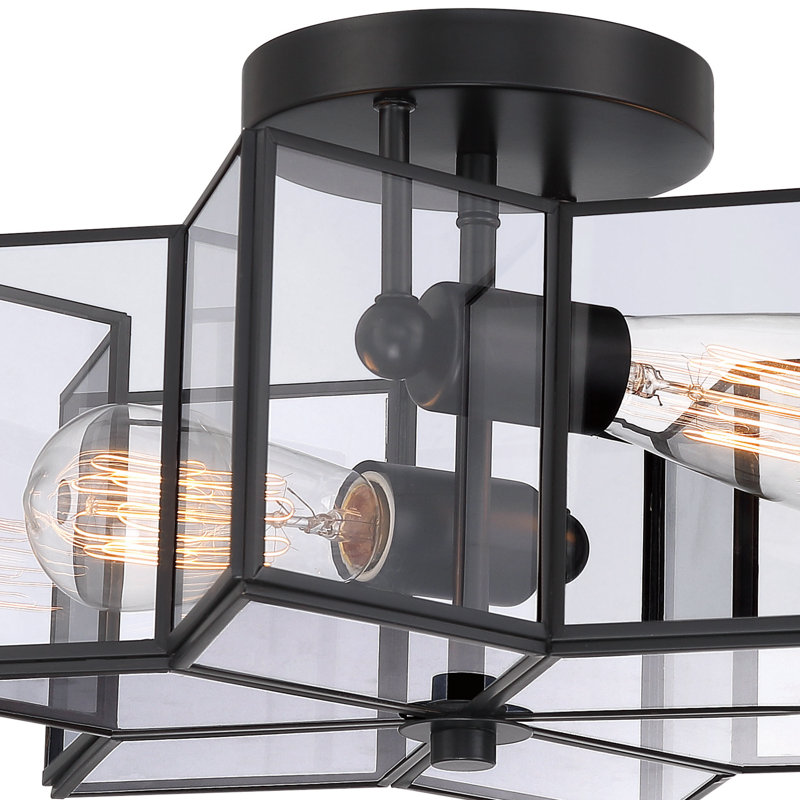 Ainoah 2 - Light 41cm Unique/Statement Star Semi Flush Mount Light, Grey
