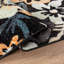 Tapis noir à motif floral multicolore-1958862198