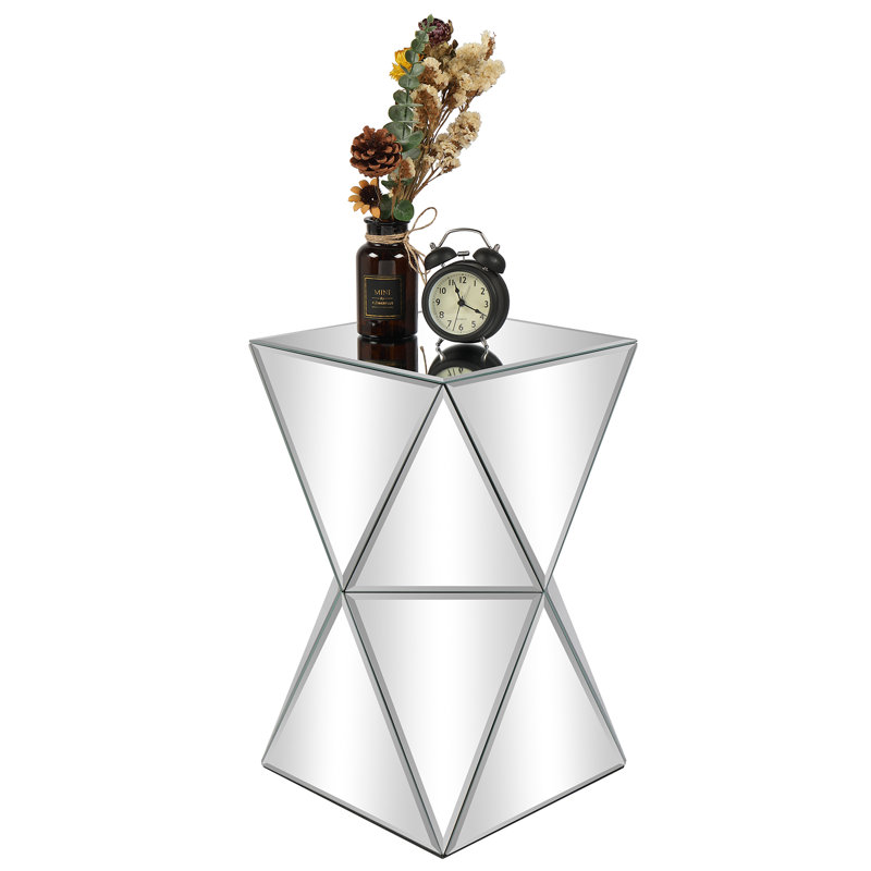 Table de chevet irrégulière avec miroir argent