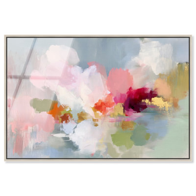 "Floral Haze III", reproduction murale encadrée rose par Art Remedy, cadre noir, 15 x 10