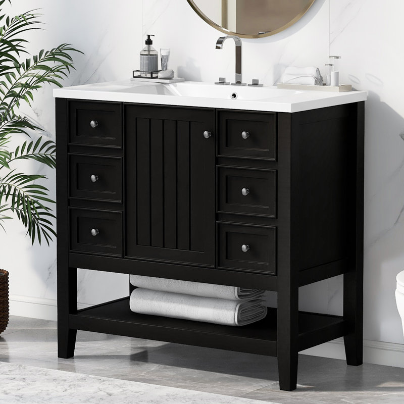 Meuble-lavabo 36 po avec lavabo, Noir