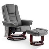Destynie Recliner Chair with Ottoman, Fabric Accent Chair with Vibration Massage, Swivel Chair