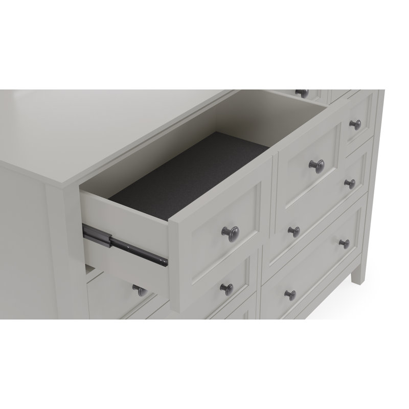 8 Drawer 152.4 W Double Dresser, Grey