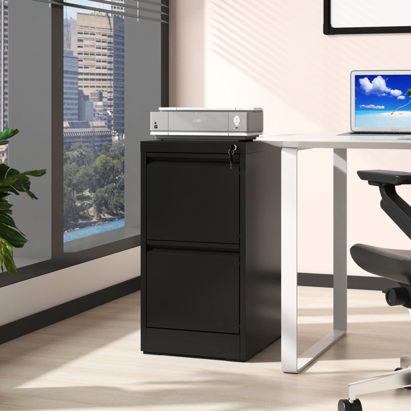Metal File Cabinet With Lock - 2 Drawer Office/Home Organization Aid Steel Frame Smooth Slides Tilt Holds A4 Legal/Letter Size Files Vertical Enhance Efficiency Plus Construction System Accommodates