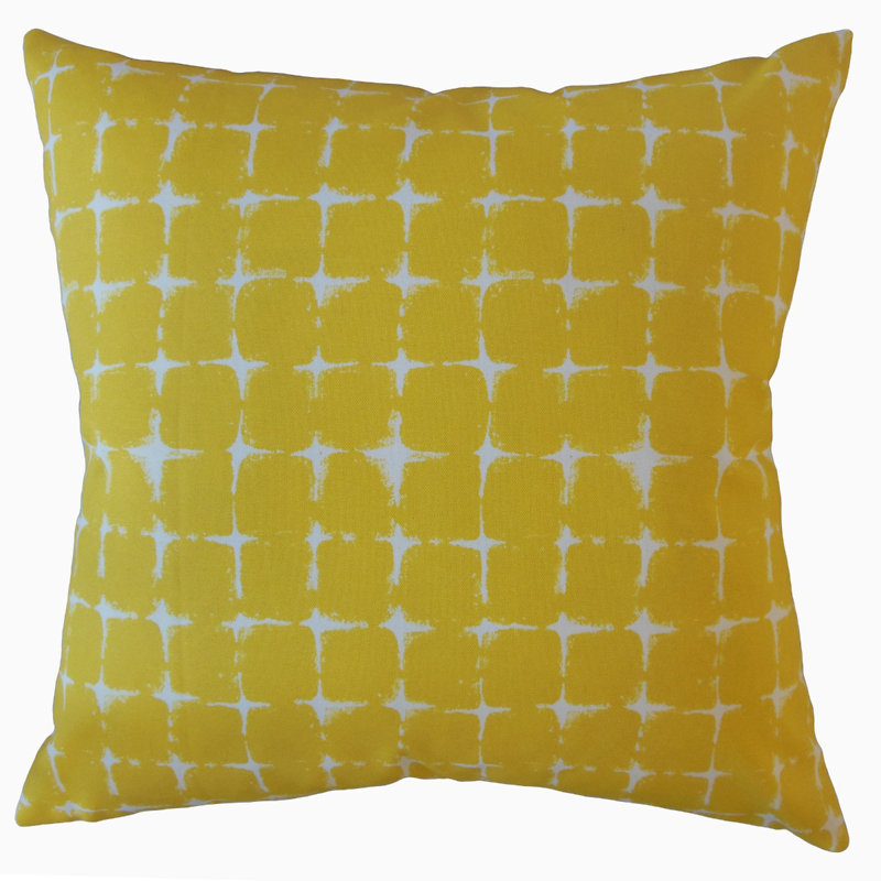 Coussin géométrique , 22 po x 22 po, Jaune, Coussin décoratif