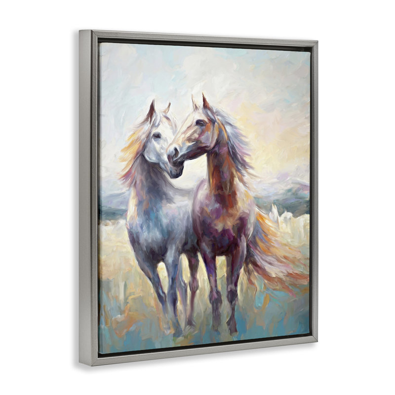 Art mural sur toile au galop par Ramona Murdock, H 21 po x l 17 po, Cadre flottant gris lustré