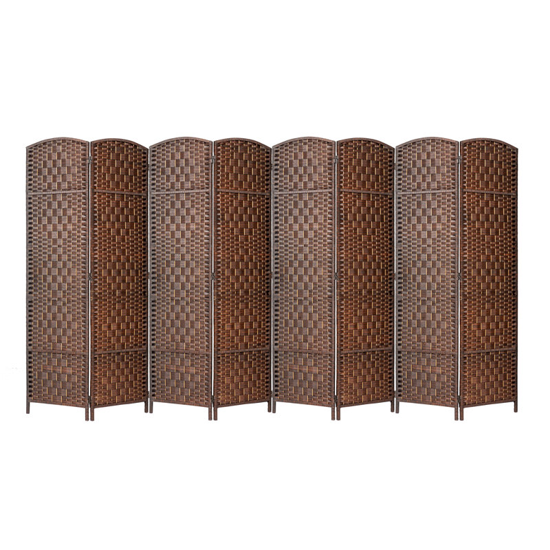 Paravent pliant en bambou de 71 po de hauteur avec garniture en bambou, Brun, 8, H 71 po x l 140 po x P 1 po