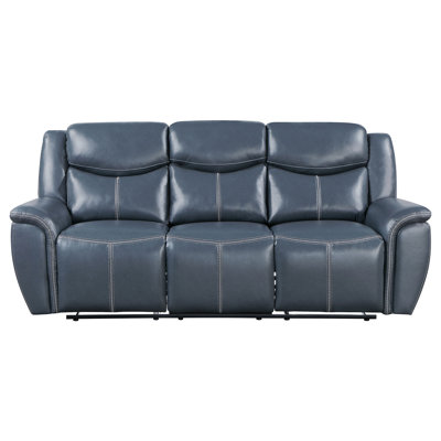 Stanwicke Blue Motion Reclining Sofa With Drop Down Table