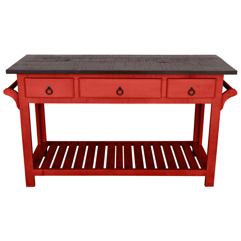 Sirenna Solid Wood Kitchen Island, Red
