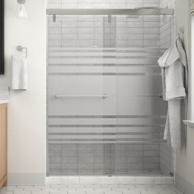 Trinsic 60 po x 71-1 / 2 po Porte de douche coulissante semi-sans cadre et verre de transition de 1/4 po (6 mm)
