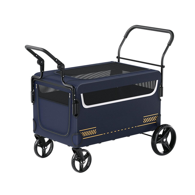 Foldable Dog Wagon Stroller for Large Dogs – All Terrain Pet Cart with Ramp, 2-in-1 Push-Pull Handle & One-Step Brake for Camping, Walking