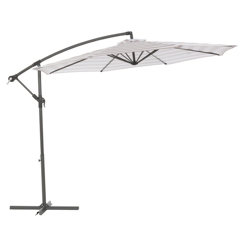 Parasol en porte-à-faux 9 pi 8 po Gjender, Gris / blanc