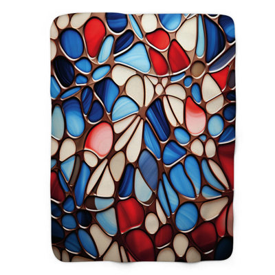 Red, White, Blue Glass Art - 1 Piece Premium Sherpa Blanket