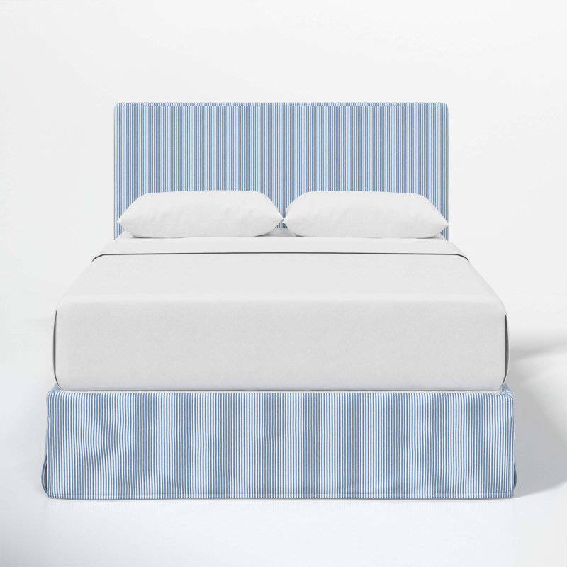 Lit tapissier Verona, Très grand, Bleu rayé BCBG