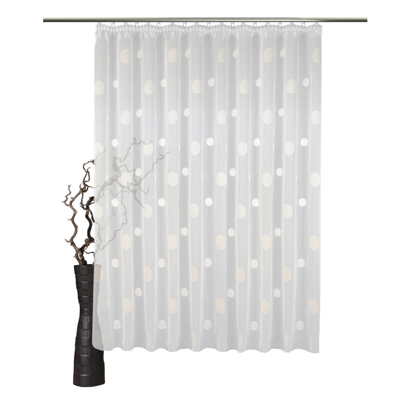 Laussat Pencil Pleat Semi Sheer Curtain, Beige/White, 450cm Width x 225cm Drop