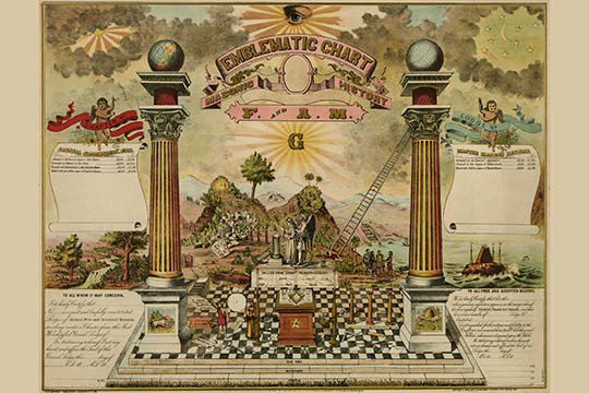 Symboles emblématiques et maçonnique-impression d’art graphique, H 44 po x l 66 po