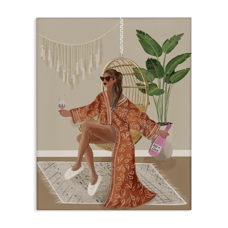 «Boho Glam Girl», art mural sur toile par Chen Alyesh, H 20 po x l 16 po