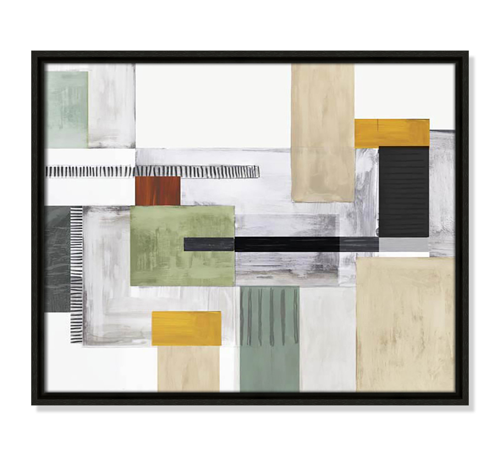 Playful Blocks Print by Tom Reeves, 17.5" H x 21.5" W x 2" D, Espresso Floater Framed, No Mat