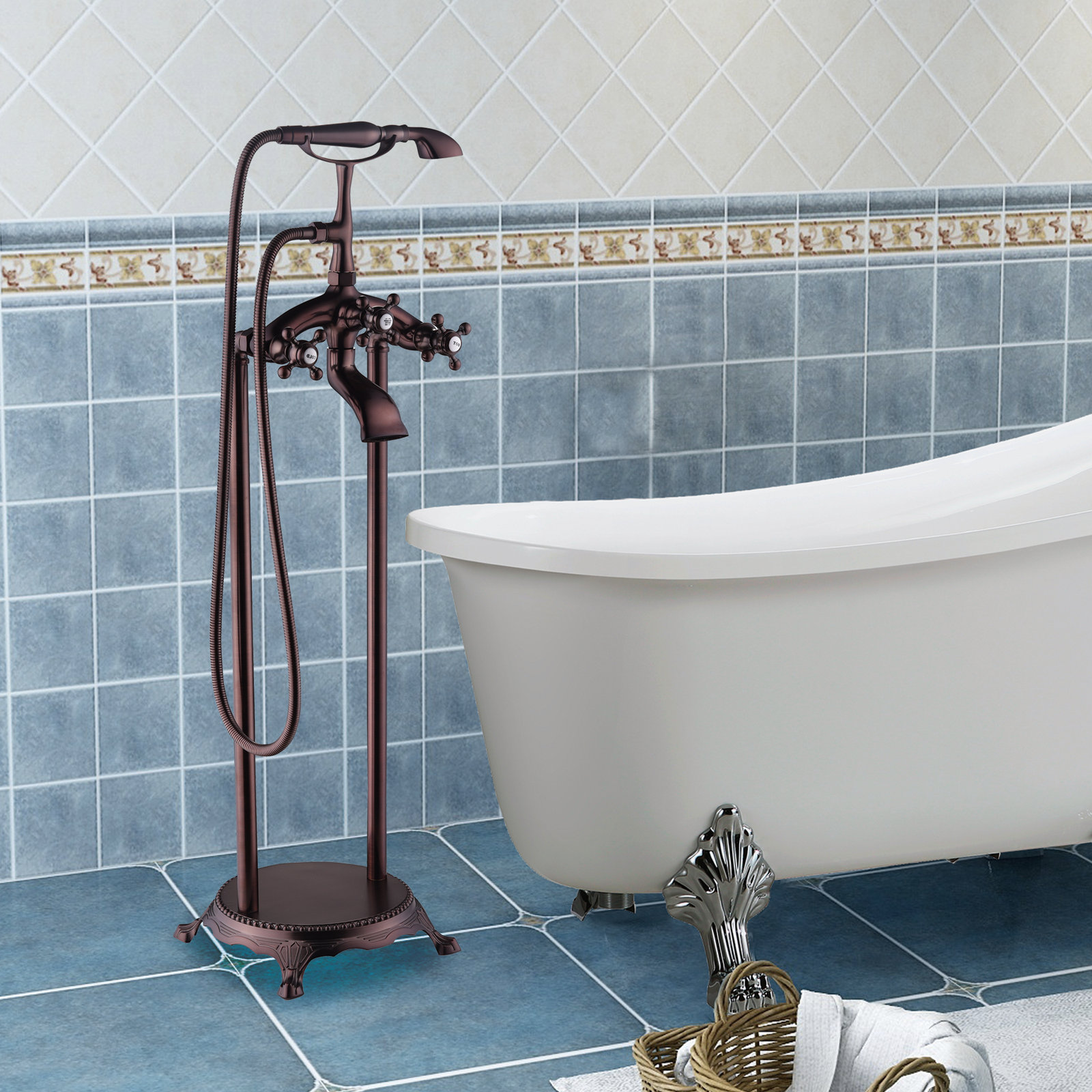 Freestanding Clawfoot Tub Faucet Trim, Oil-Rubbed Bronze