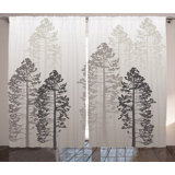 Pine Trees Decor Nature / Floral Semi-Sheer Rod Pocket Curtain Panels