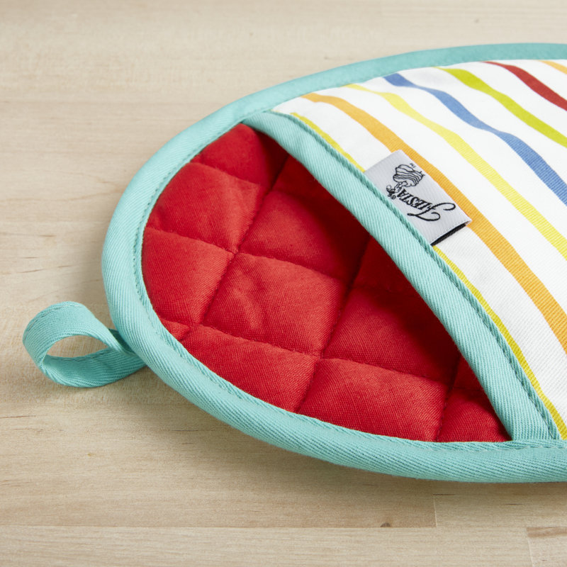 Fiesta Tropical Stripe Multicolor Cotton Pot Holder Set, 8"x10"