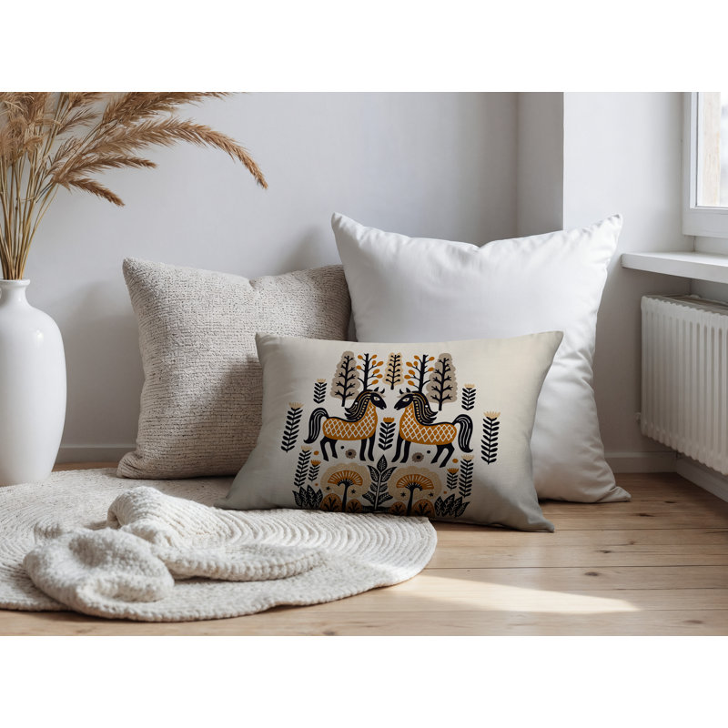 Coussin lombaire réversible intérieur / extérieur Stai Horse, Orange, Rectangle H 14 po x l 20 po