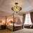3-light Tiffany Glass Semi Flush Mount With Bulbs Included