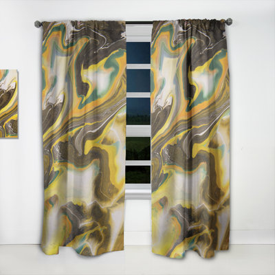 Vert jaune et liquide Marble Art I - Rideau moderne - Velours obscurcissant - 1 panneau