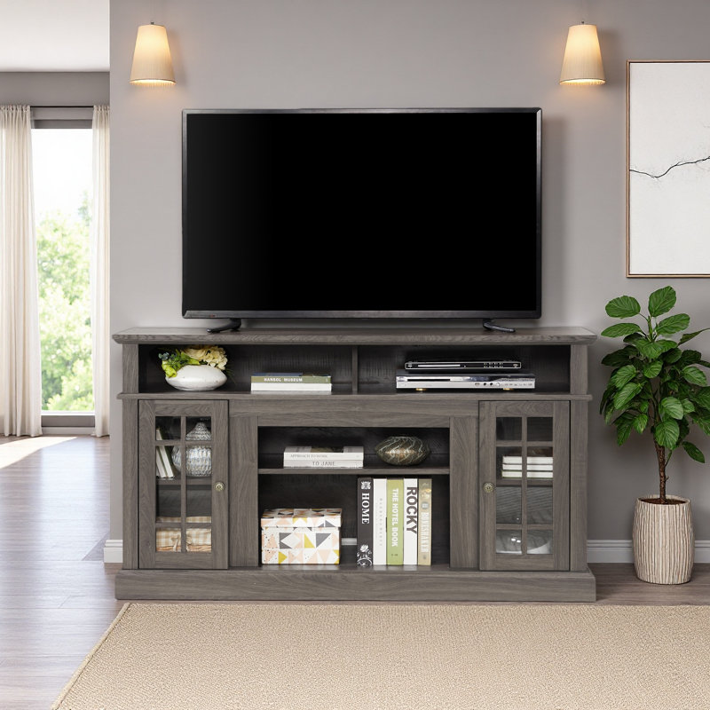 Classic TV Media Stand Modern Entertainment Console For TV Up To 65" With Open And Closed Storage Space, 58.25"W*15.75"D*32"H